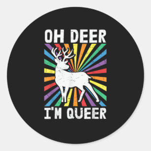 Retro Oh Hert Ik Ben Queer Pride LGBT Homo Lesbisc Ronde Sticker