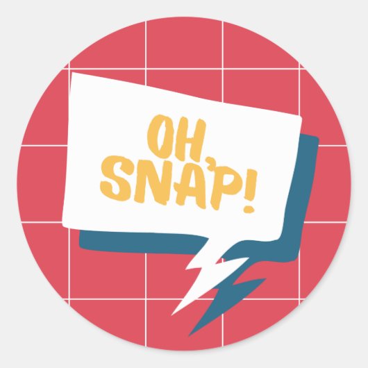 Retro Oh Snap! Ronde Sticker (Voorkant)