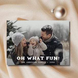 Retro Oh Wat Leuk Familie Kerstfoto Marine Feestdagenkaart