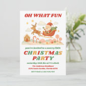 Retro Oh What Fun Editable Christmas Party Kaart (Staand voorkant)