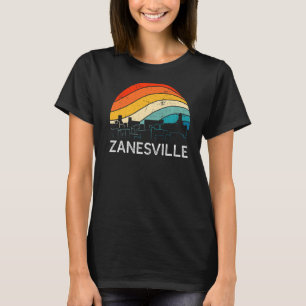 Retro Ohio Zanesville Skyline Urban Skyscr T-shirt