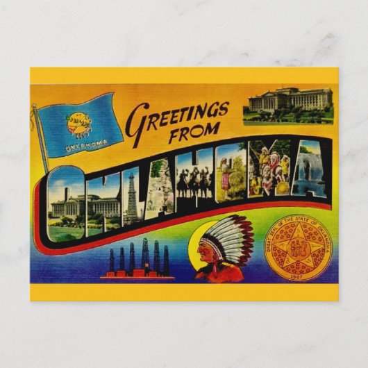 Retro Oklahoma Welkomstansichtkaart Briefkaart (Voorkant)