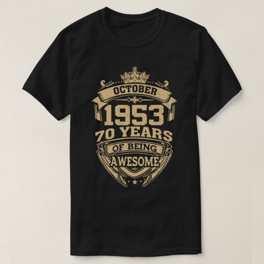 Retro oktober 1953 70 jaar Geweldige 70e T-shirt (Design voorkant)