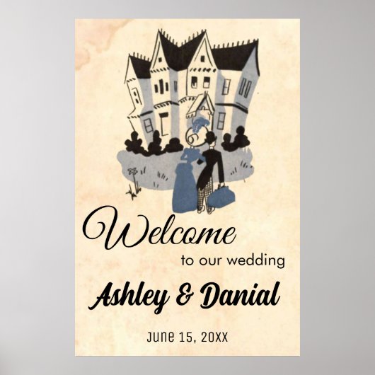 Retro Old 50s Comic Rustic Welcome Wedding Poster (Voorkant)