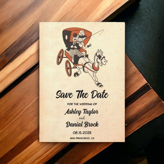 Retro Old 50s Rustic Wedding Save the Date Kaart
