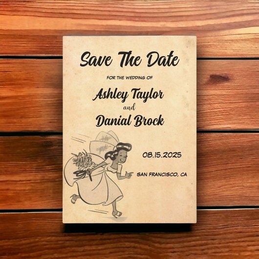 Retro Old Ancient Wedding Save the Date Kaart