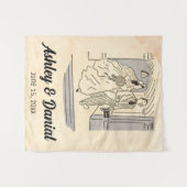  Retro Old Bride and Groom Classic Wedding Wandkleed (Voorkant (horizontaal))