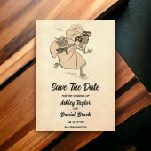 Retro Old Bride Wedding Save the Date Kaart