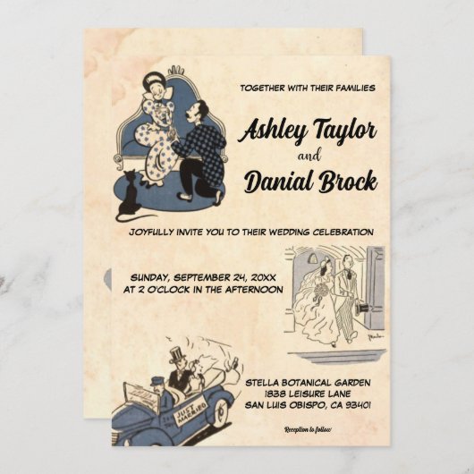  Retro Old Classic Ancient Romantic Wedding Kaart (Voorkant / Achterkant)