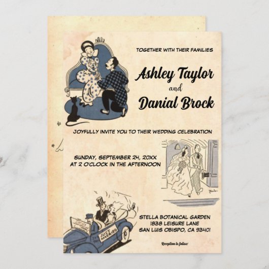 Retro Old Classic Comic Book Style Weddenschap Kaart (Voorkant / Achterkant)