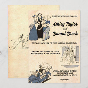 Retro Old Classic Stilish Rustic Wedding Kaart