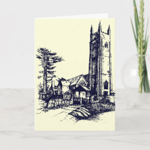 Retro Old English Church Card Feestdagen Kaart