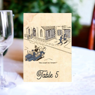 Retro Old Funny 50s Comic Rustic Wedding Kaart