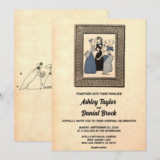 Retro Old Funny Comic Book Rustic Wedding Kaart (Voorkant / Achterkant)