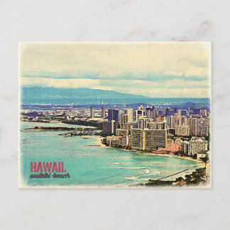 Retro Old Kijk Hawaii Oahu Island Waikiki Beach Briefkaart