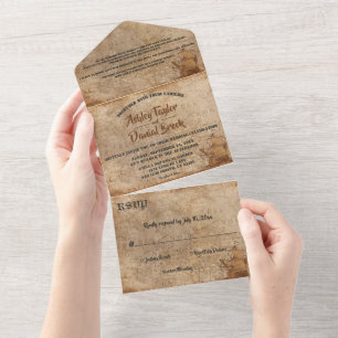  Retro Old Map Sailboat Classic Wedding All In One Uitnodiging