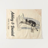  Retro Old Net getrouwd Bride Groom Wedding Wandkleed (Voorkant (horizontaal))