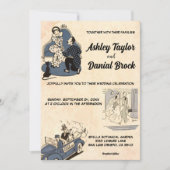  Retro Old Romantic Comic Stylish Wedding Kaart (Voorkant)