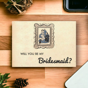  Retro Old Romantic Rustic Bridesmaid Card Kaart