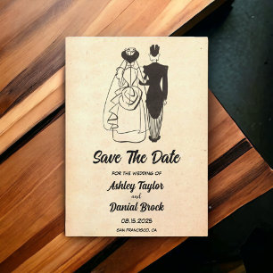 Retro Old Romantic Wedding Save the Date Kaart