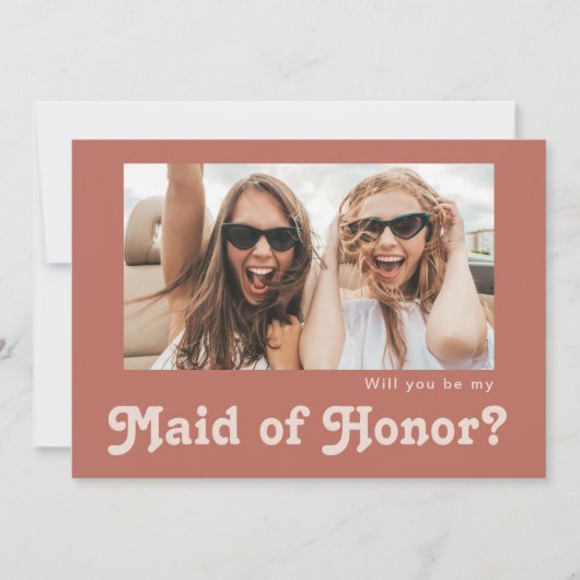 Retro Old Roos Photo Maid of Honor proposal Kaart (Voorkant)