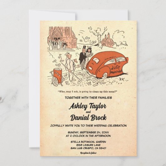  Retro Old Rustic Comic Book Funny Wedding Kaart (Voorkant)