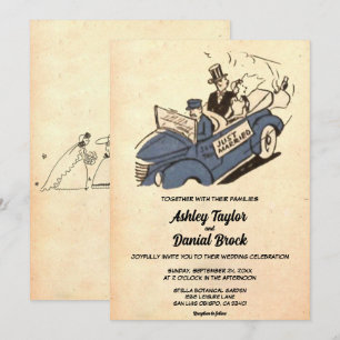 Retro Old Rustic Couple Ancient Wedding Kaart