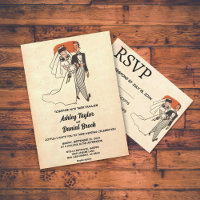 Retro Old Rustic Couple Comic Book Wedding