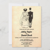 Retro Old Rustic Couple Pop Wedding Kaart (Voorkant)