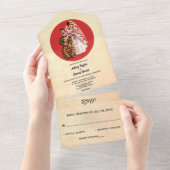  Retro Old Rustic Couple Stylish Wedding All In One Uitnodiging (Afscheurbaar)