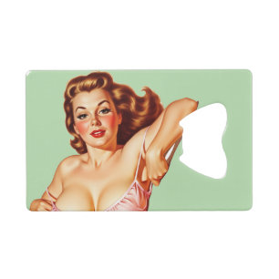 Retro Old School Pin-up meisje Art Kredietkaart Flessenopener