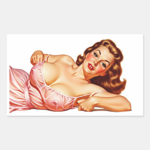 Retro Old School Pin-up meisje Art Rechthoekige Sticker