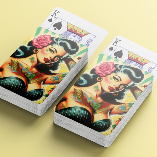 Retro Old School Tattoo Pinup Pokerkaarten