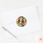 Retro Old School Tattoo Pinup Ronde Sticker (Envelop)