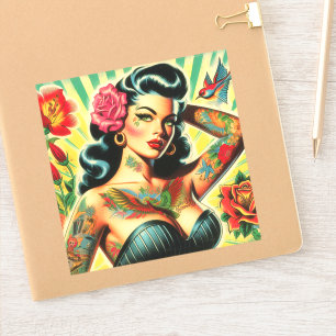 Retro Old School Tattoo Pinup Sticker