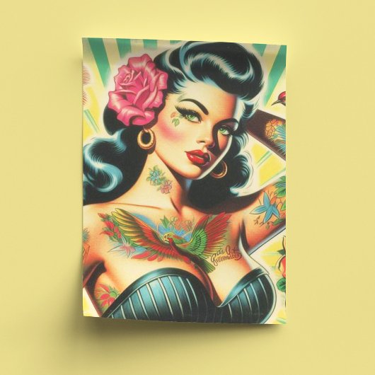 Retro Old School Tattoo Pinup Tissuepapier
