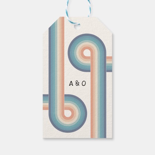 Retro Old Style 70s Wedding Invitation Cadeaulabel (Achterkant)