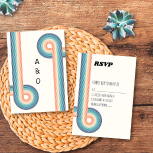  Retro Old Style 70s Wedding RSVP Kaart