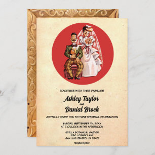 Retro Old Style Couple 50s Rustic Wedding Kaart