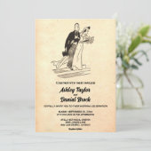  Retro Old Style Couple Comic Book Wedding Kaart (Staand voorkant)