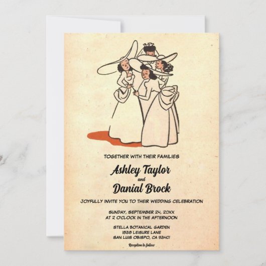 Retro Old Style Rustic Bridesmaids Weddenschap Kaart (Voorkant)