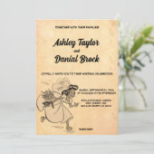  Retro Old Stylish Funny 50s Rustic Wedding Kaart (Staand voorkant)