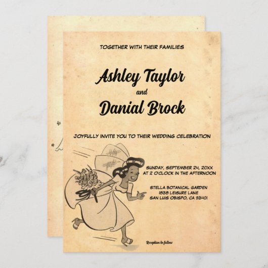  Retro Old Stylish Funny 50s Rustic Wedding Kaart (Voorkant / Achterkant)