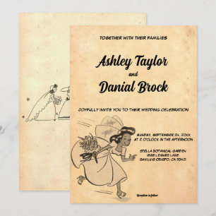 Retro Old Stylish Funny 50s Rustic Wedding Kaart