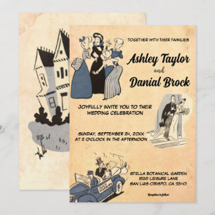 Retro Old Stylish Modern Rustic Wedding Kaart