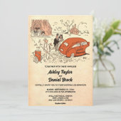 Retro Old Stylish Romantic Rustic Wedding Kaart (Staand voorkant)