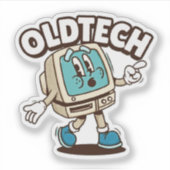 Retro OldTech Cartoon Computer Sticker (Voorkant)
