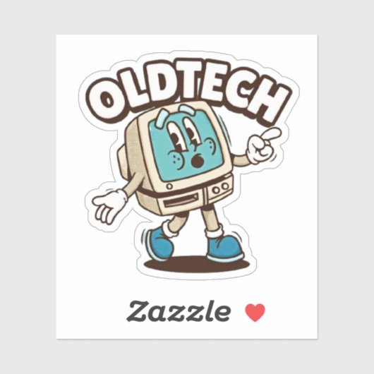 Retro OldTech Cartoon Computer Sticker (Feuille)