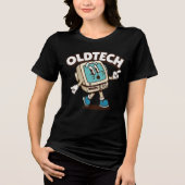 Retro OldTech Computer Cartoon Tri-Blend Shirt (Voorkant)