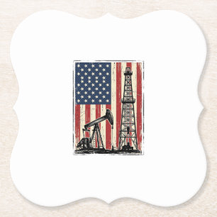 Retro Olieveld Amerikaanse Vlag Vector T-shirt Ont Kartonnen Onderzetters